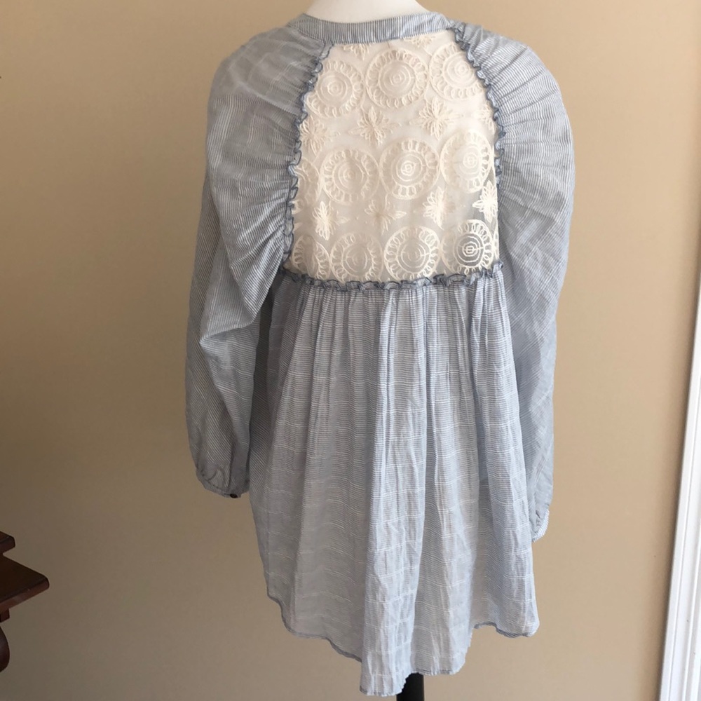 Free People Blue Blouse with Lace Back